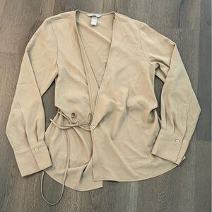 H&M Beige Wrap Blouse